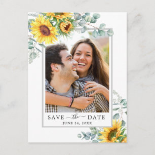 Sonnenblumen Eukalyptus FOTO Hochzeit Save the Dat Postkarte