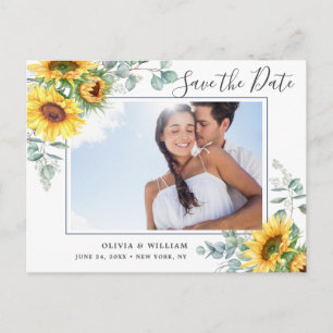 Sonnenblumen Eukalyptus-FOTO Hochzeit Speichern Si Postkarte