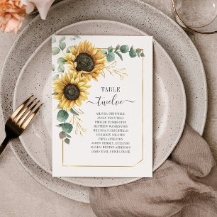 Sonnenblumen-Eukalyptus-Hochzeit-Tischnummer 12 Tischnummer