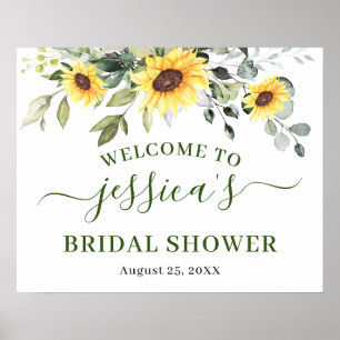 Sonnenblumen-Eukalyptus-Hochzeitsdusche-Willkommen Poster