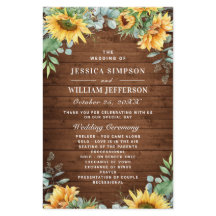 Sonnenblumen Eukalyptus Hochzeitsprogramm