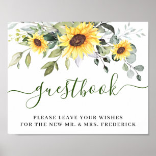 Sonnenblumen Eukalyptus Hochzeitsschild Unser Gäst Poster