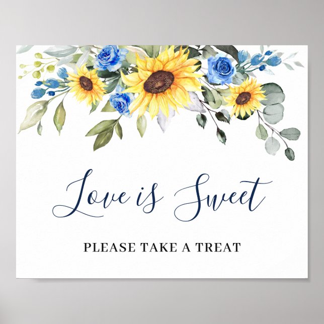 Sonnenblumen Eukalyptus-Liebe ist ein süßes Hochze Poster (Vorne)