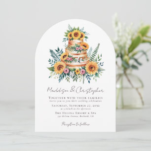 Sonnenblumen Eukalyptus Torte Hochzeit Einladung