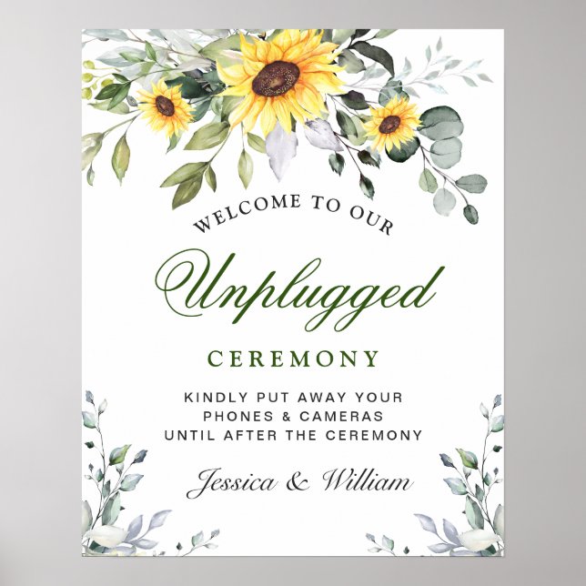 Sonnenblumen Eukalyptus Unplugged Wedding Zeremony Poster (Vorne)