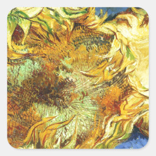 Sonnenblumen F. 375 ~ Van Gogh Quadratischer Aufkleber