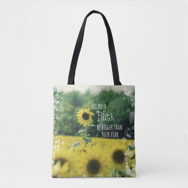 Sonnenblumen Faith Bigger als Angst Tasche (Vorderseite)