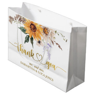 Sonnenblumen Fall in Liebe Gold Foil Gastgeschenk  Große Geschenktüte