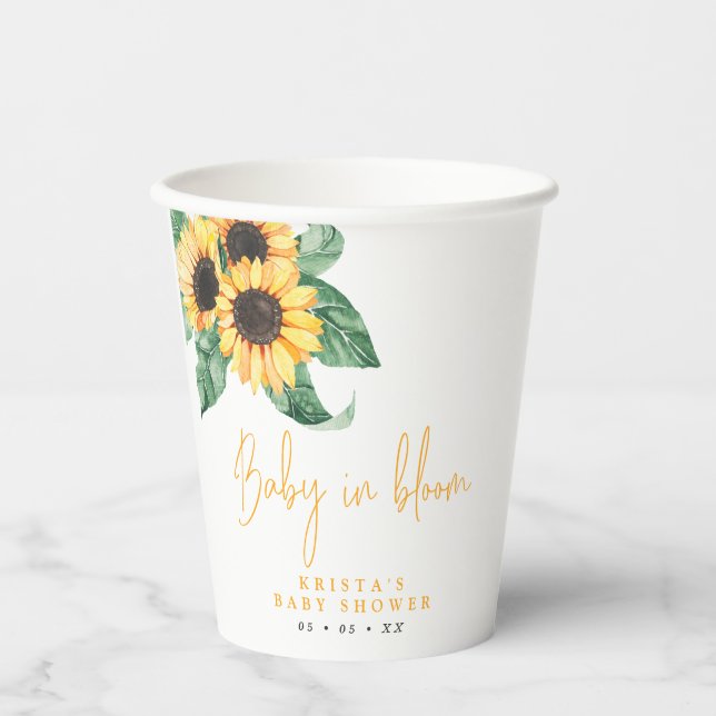 Sonnenblumen fallen Baby in Bloom Baby Dusche Pappbecher (Vorderseite)
