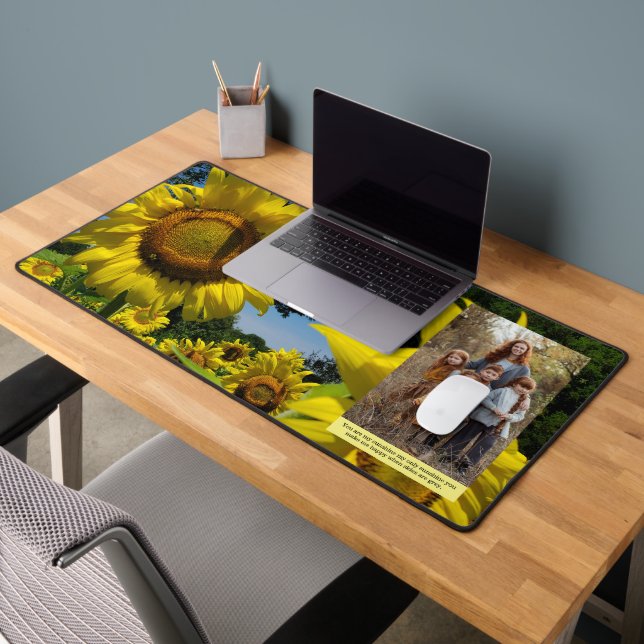 Sonnenblumen Familienarbeit Foto Personalisierte T Schreibtischunterlage (Büro 2)