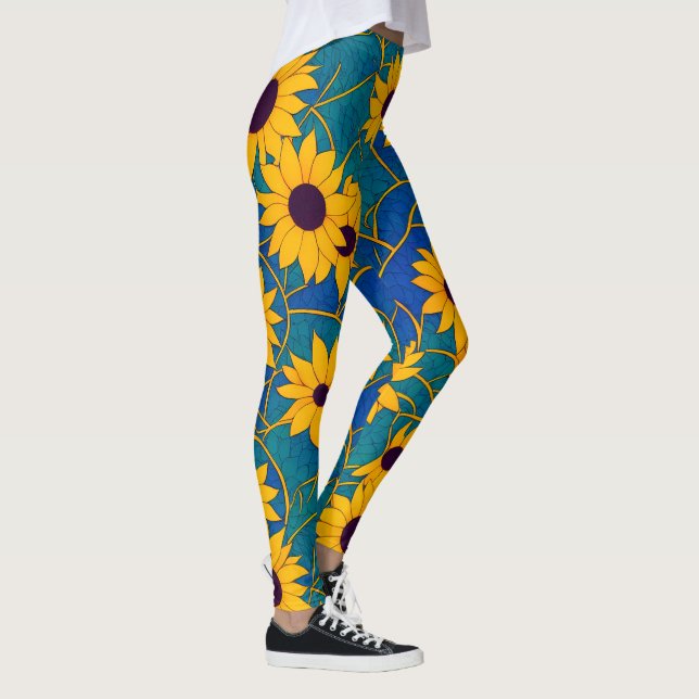 Sonnenblumen Fantasy-Leggings mit leuchtenden Farb Leggings (Rechts)