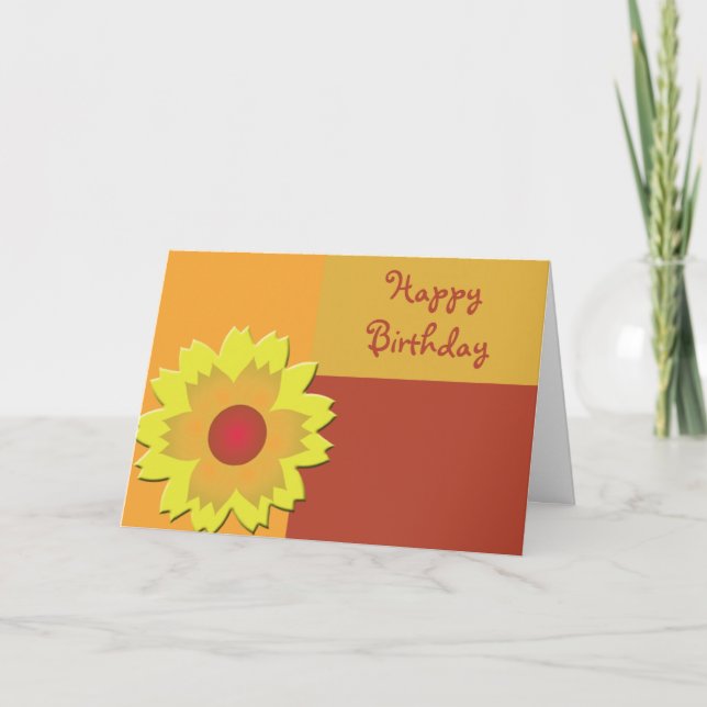 Sonnenblumen Farbblock Happy Birthday Karte (Vorderseite)