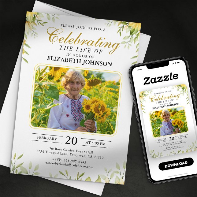 Sonnenblumen Feier zum Gedenkfest zur Beerdigung d Einladung (Von Creator hochgeladen)