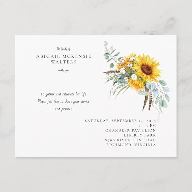 Sonnenblumen Feiern zum Leben Postkarte (Vorderseite)