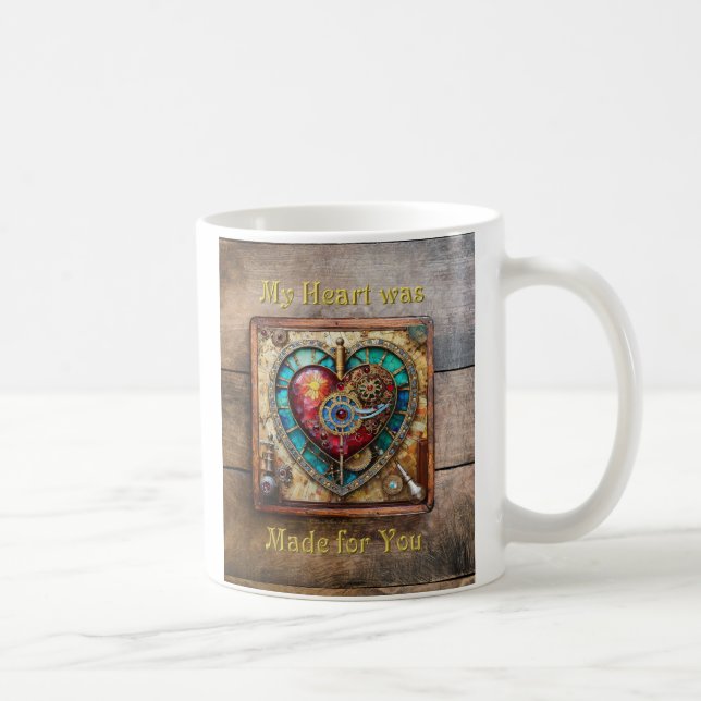 Sonnenblumen Festglass Herz Steampunk Serie Kaffeetasse (Rechts)