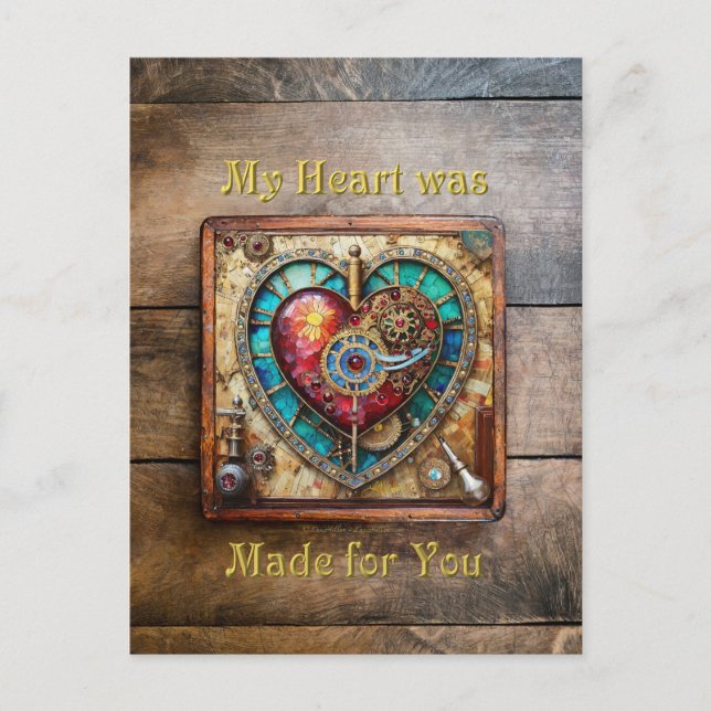 Sonnenblumen Festglass Herz Steampunk Serie Postkarte (Vorderseite)