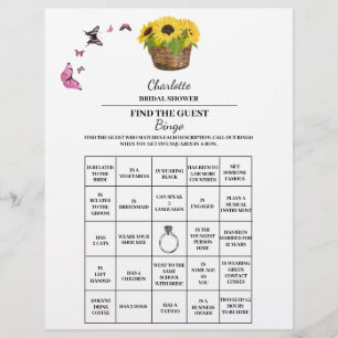 Sonnenblumen Find The Guest Brautparty-Bingo  Flyer