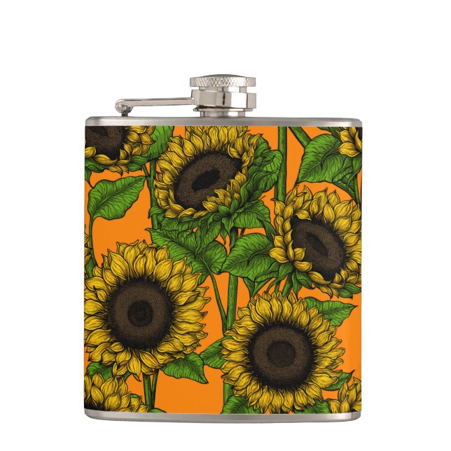 Sonnenblumen Flachmann (Vorderseite)