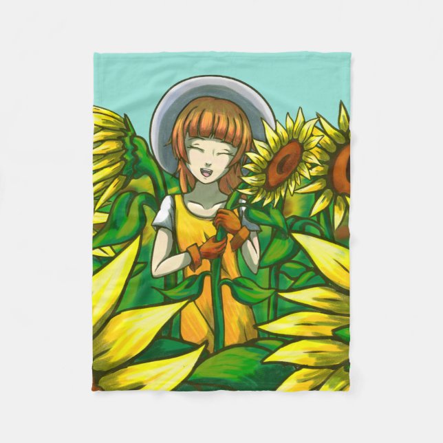 Sonnenblumen Fleecedecke (Vorderseite)