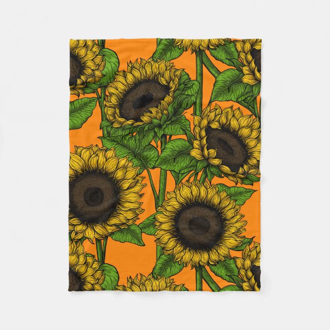 Sonnenblumen Fleecedecke (Vorderseite)
