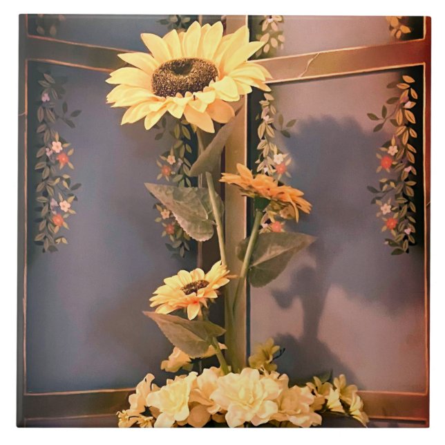 Sonnenblumen Fliese (Vorderseite)