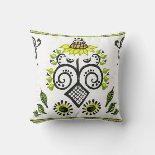 Sonnenblumen Folk Pattern von Alexandra Cook Kissen