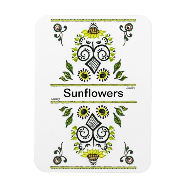 Sonnenblumen Folk Pattern von Alexandra Cook Magnet (Vertikal)