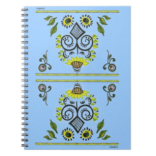 Sonnenblumen Folk Pattern von Alexandra Cook Notizblock