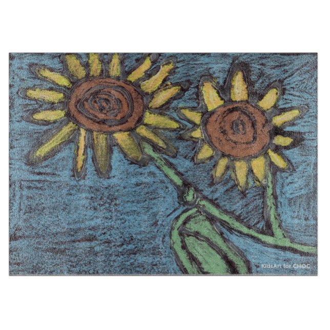 Sonnenblumen Forever - Kinder Kunst für CHOC Schneidebrett (Vorderseite)