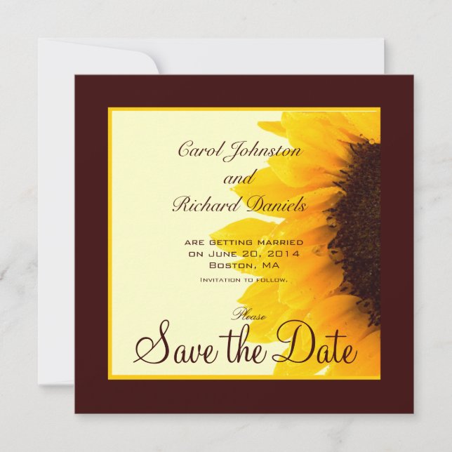 Sonnenblumen-Foto Floral Speichern Sie die Datumsk Save The Date (Vorderseite)