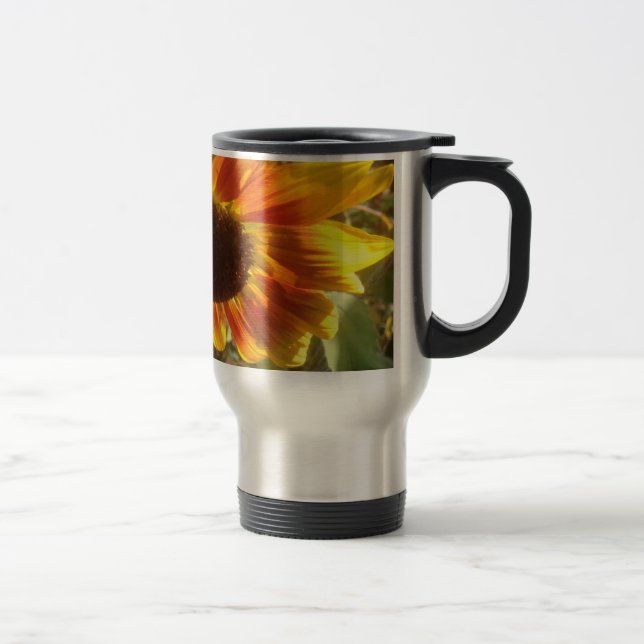 Sonnenblumen fotografieren gelb und orange. reisebecher (Rechts)