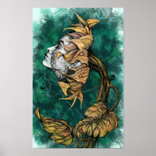 Sonnenblumen-Frau-Surrealismus-Poster-Kunst - Male Poster
