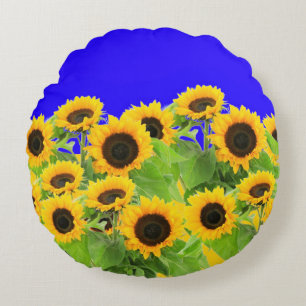Sonnenblumen - Freiheit Ukraine Frieden ukrainisch Rundes Kissen