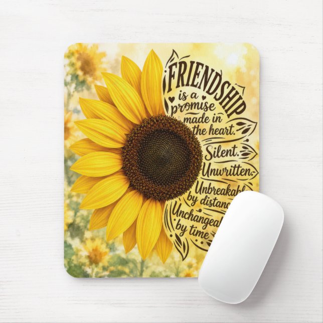 Sonnenblumen-Freundschaftszitat Mousepad (Mit Mouse)