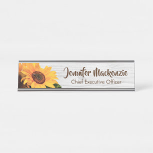 Sonnenblumen Fröhliches Schreibtisch-Schild Namens Schreibtischnamensplakette