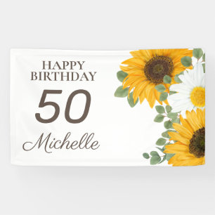 Sonnenblumen Gänseblümchen Alles Gute zum 50. Gebu Banner