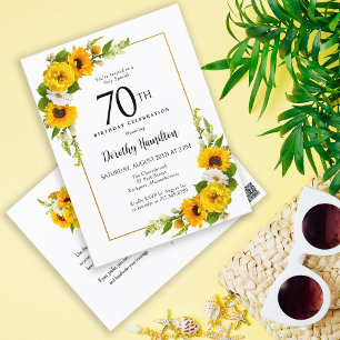 Sonnenblumen-Gänseblümchen-Einladung zum 70. Gebur Postkarte