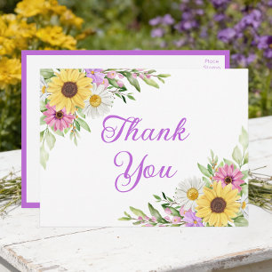 Sonnenblumen-Gänseblümchen-Garten-Blumen-Hochzeits Postkarte
