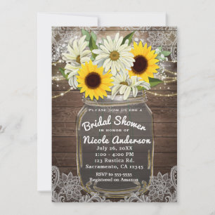 Sonnenblumen & Gänseblümchen Mason Jar Glanz Rusti Einladung