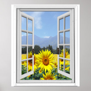 Sonnenblumen Garden Imitate Künstliche Fensteransi Poster
