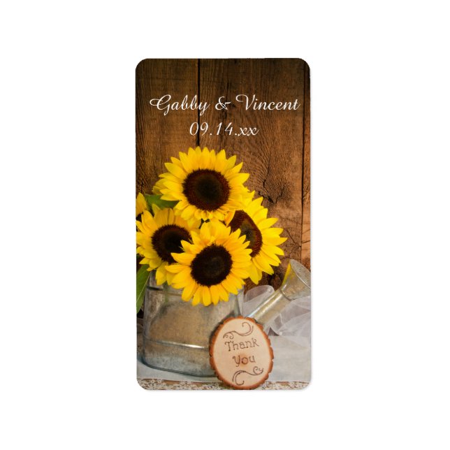 Sonnenblumen Garden Watering kann Hochzeit danken Adressaufkleber (Vorne)