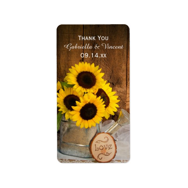 Sonnenblumen Garden Watering kann Hochzeit danken Adressaufkleber (Vorne)
