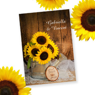 Sonnenblumen Garden Watering kann Hochzeit danken Dankeskarte