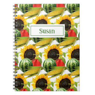 Sonnenblumen-Garten-Personalisiertes-Spiral-Notizb Notizblock