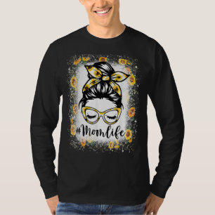 Sonnenblumen gebleicht Mama Leben Haare Bun Frauen T-Shirt