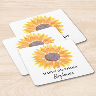 Sonnenblumen-Geburtstagsfeier Rechteckiger Pappuntersetzer