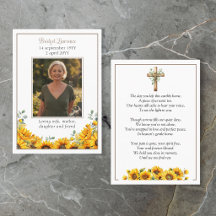Sonnenblumen-Gedenkfoto-Kreuz-Gebetskarte