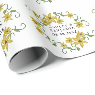 Sonnenblumen-Gelb Floral Botanisch Handgezeichnet Geschenkpapier