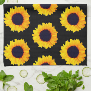 Sonnenblumen Gelb Orange Schwarze Küchentücher