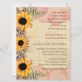 Sonnenblumen Gelb Rustikale Hochzeitseinladung Einladung